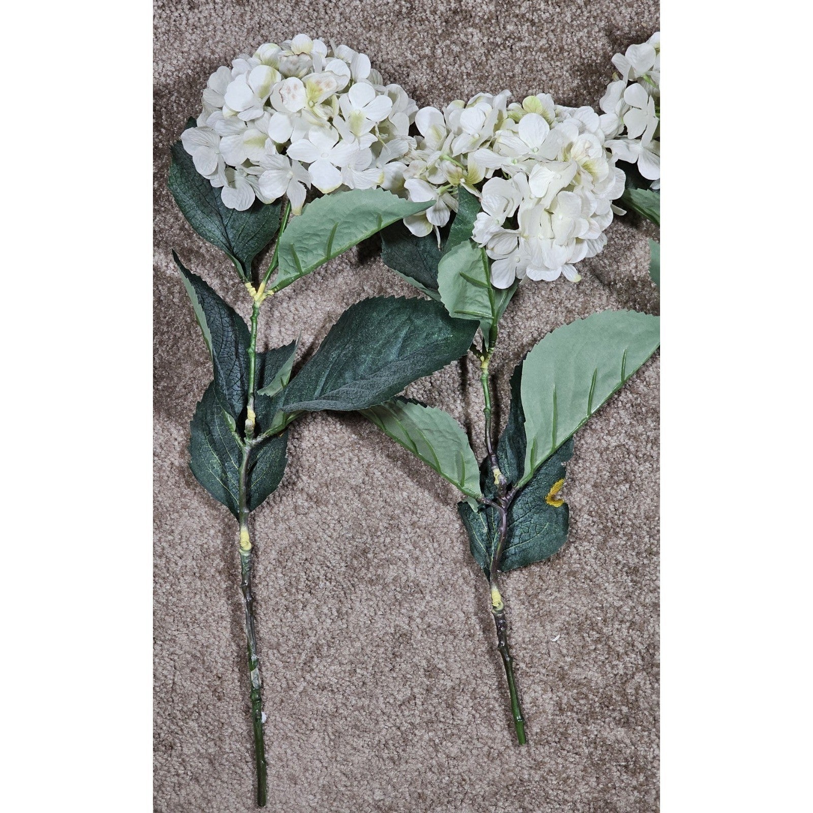 Vintage Artificial Hydrangea Flowers Set of 4 White Floral Stems