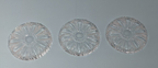 Set of 3 Cut Glass Flower Drink Coasters 3-3/4" diameter