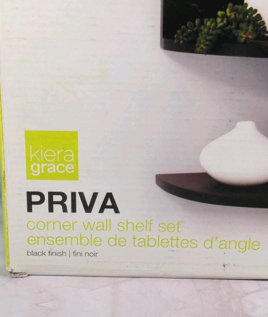 Kiera Grace Priva Set of 2 Black Corner Shelves 7 3/4" Tall by AZ Home & Gifts