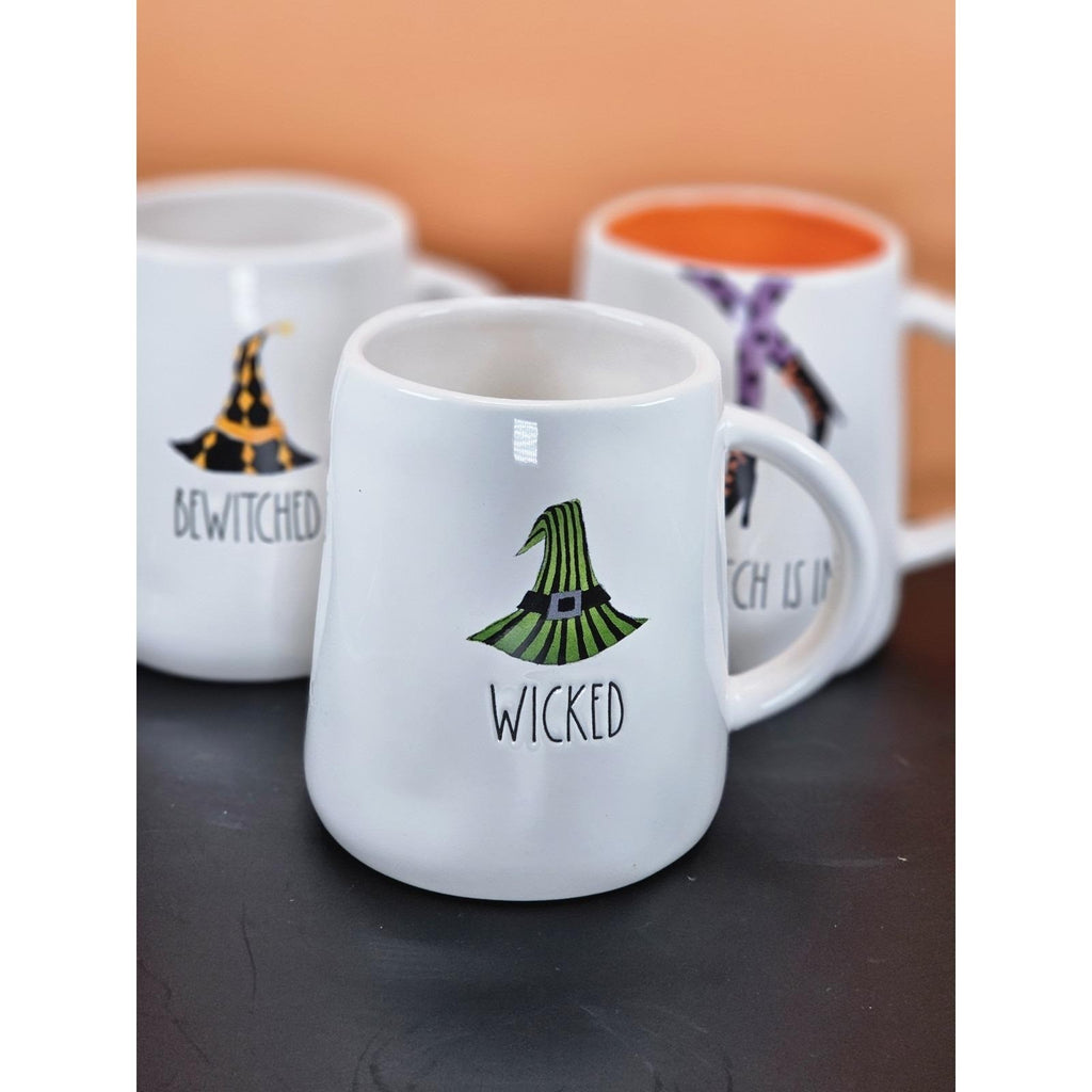Rae Dunn Halloween Witch Mugs Ceramic Set of 3 Whimsical Double-Sided Vintage