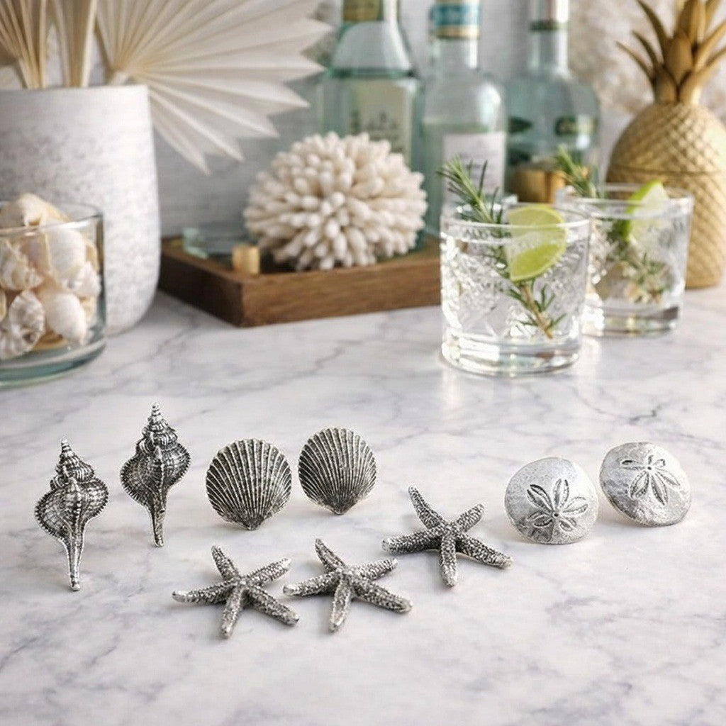 Set of 8 Sea Life Table Decor Sand Dollar Starfish Shell Coastal Decor