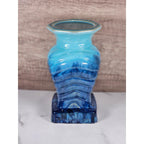 Vintage Drip Glaze Vase Blue Ceramic Sculptural Art Pottery