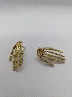 Gold Skeleton Hand Stud Earrings
