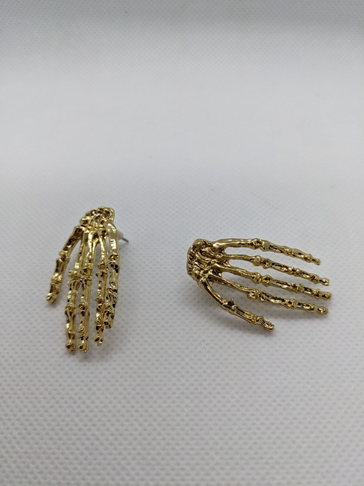 Gold Skeleton Hand Stud Earrings
