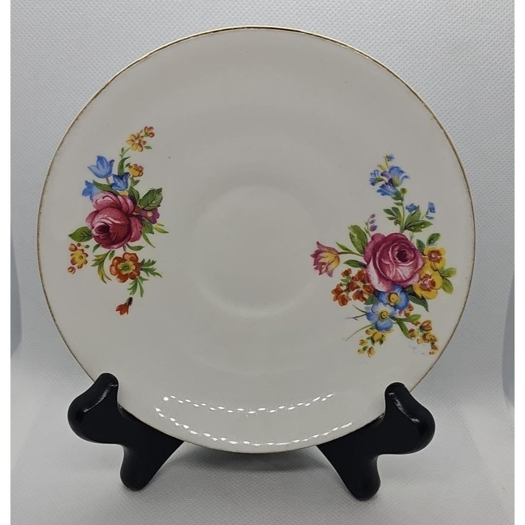 Vintage Clare Bone China Saucer Floral Gold Rim England 5.5