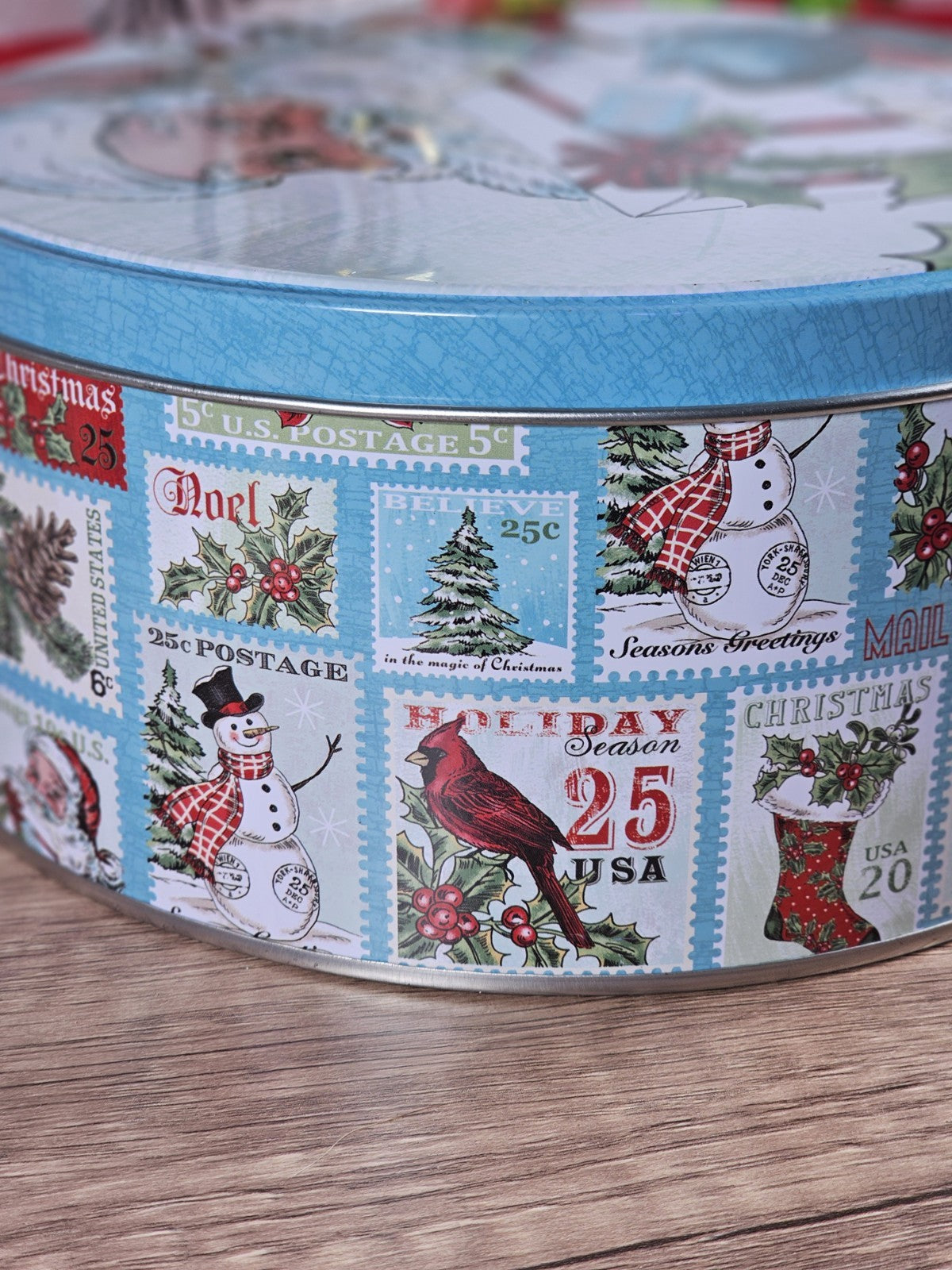 Santa Design Christmas Cookie Gift Tin 8"x5.5" Holiday Collectible Decor