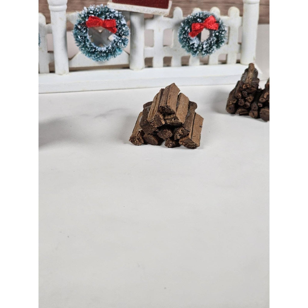 Vintage Lemax Christmas Village Accessories Fence Bench Firewood Set