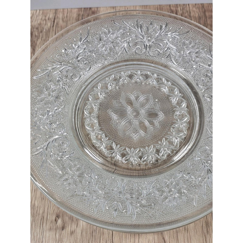 Anchor Hocking Sandwich Glass Salad Plates Set of 4 7.25" Floral