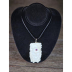Vintage Carved Woman Horse Pendant Necklace Purple Stone
