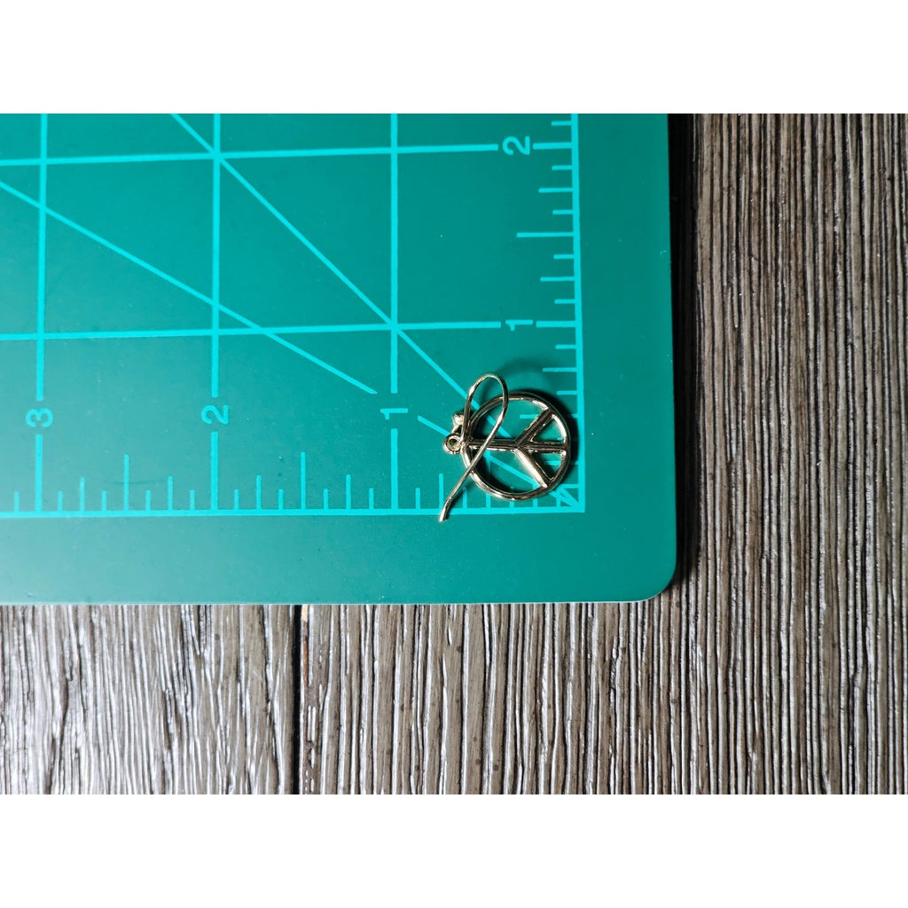 Vintage Gold Tone Peace Sign Dangle Earrings Boho Retro Jewelry