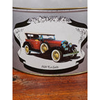 Vintage Classic Car Cookie Tin Empty Round Metal Motorcars from the Classic Era