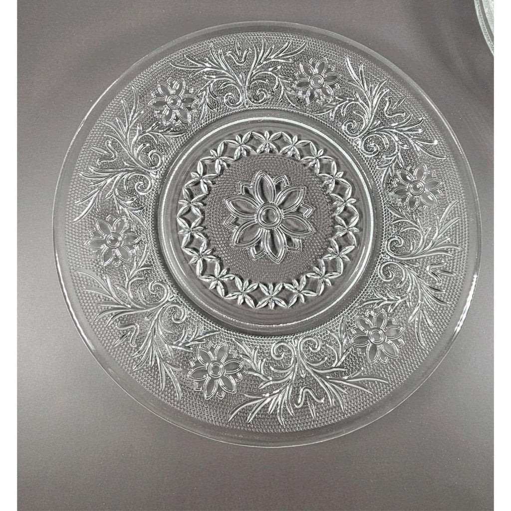 Anchor Hocking Sandwich Glass Salad Plates Set of 4 7.25" Floral