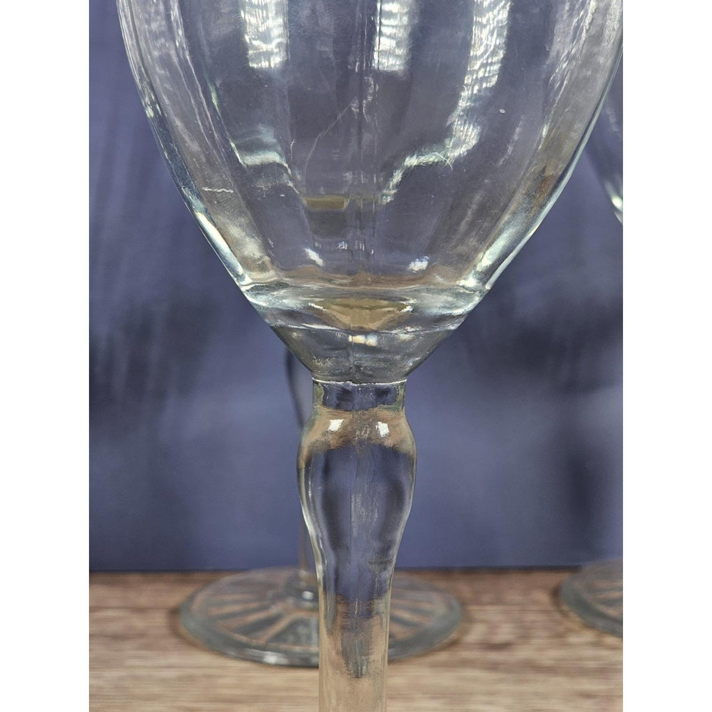 Set of 4 Vintage Crystal Water Goblets – Optic Pattern & Starburst Base