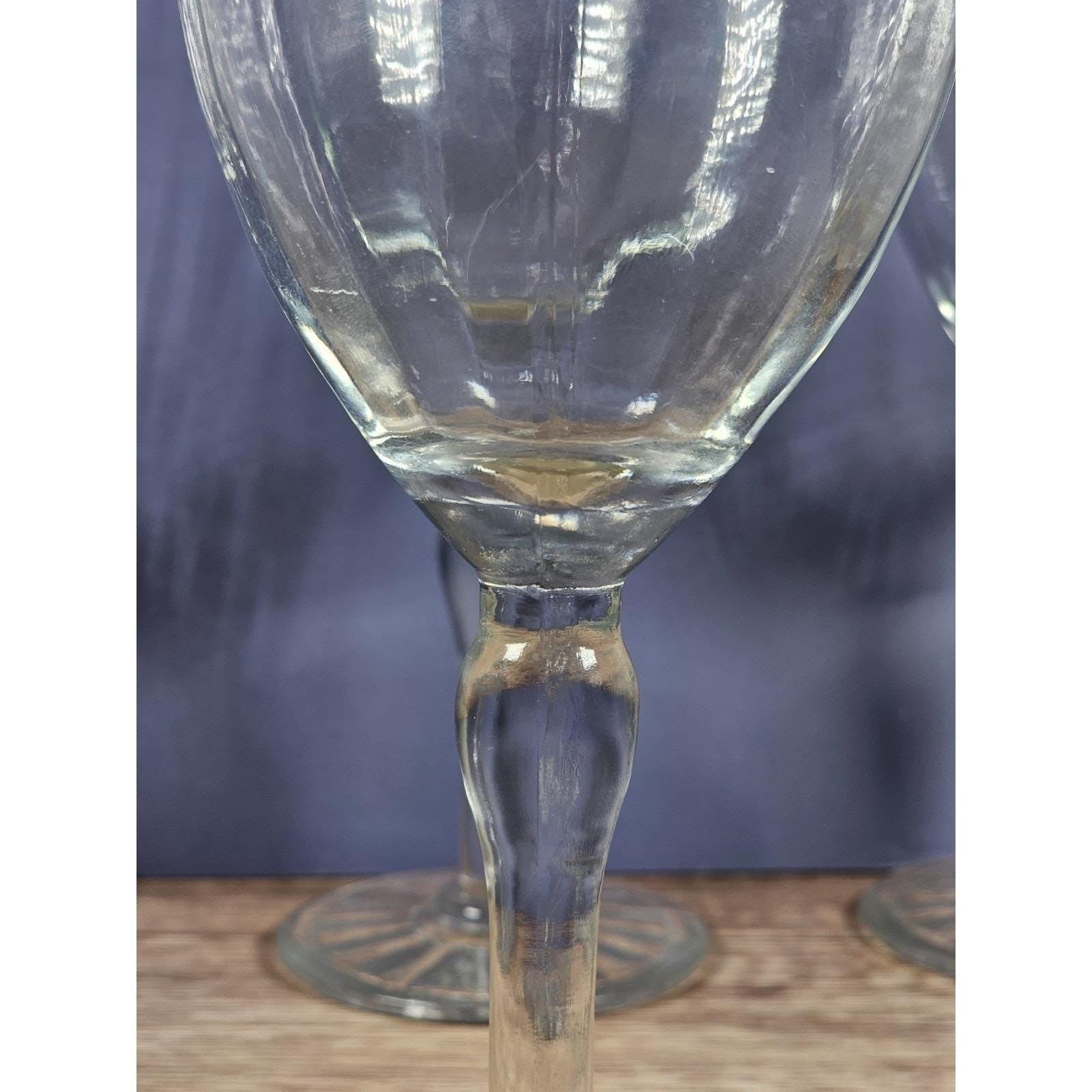 Set of 4 Vintage Crystal Water Goblets – Optic Pattern & Starburst Base