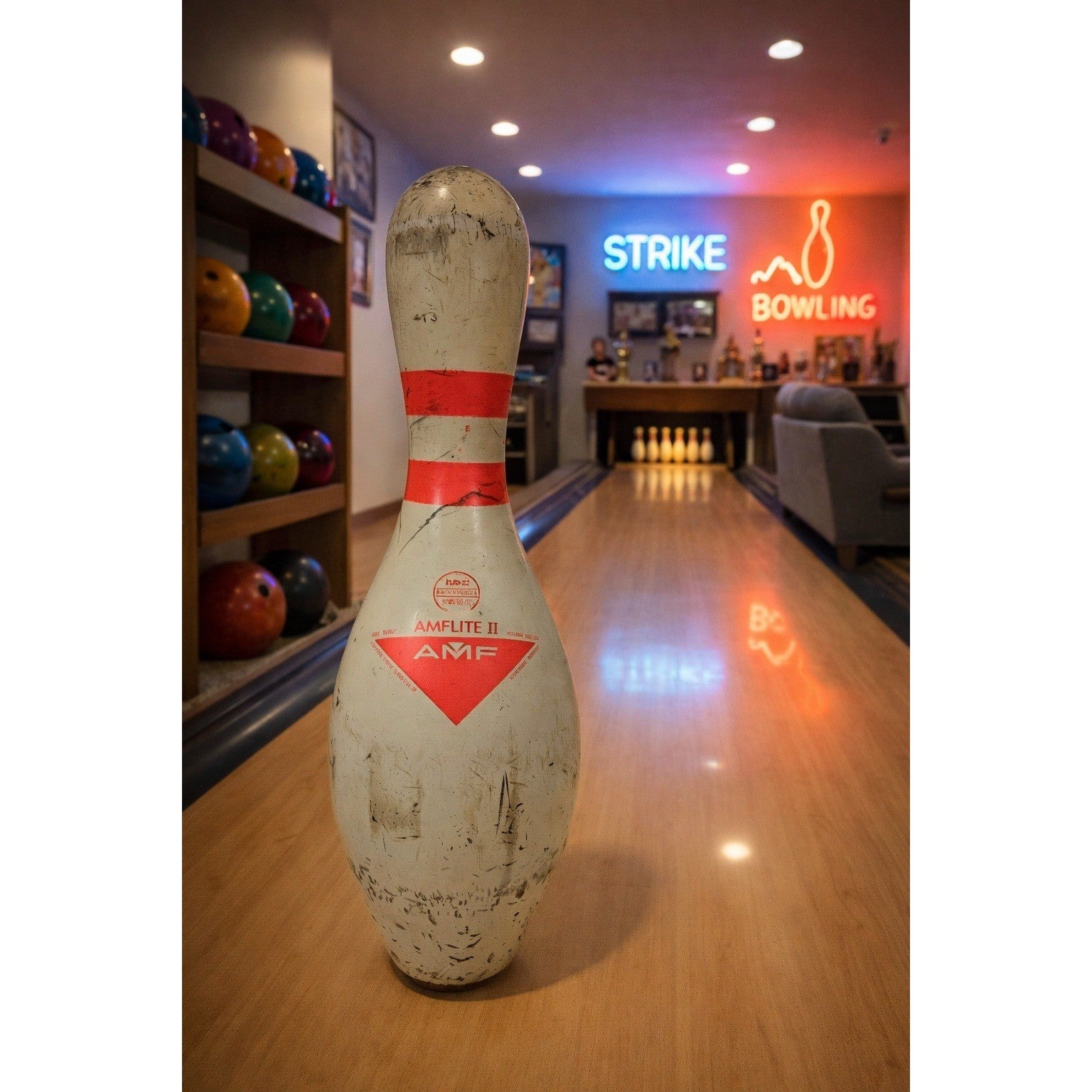 Vintage Amflite II Bowling Pins 15" Used USBC Approved Wood Core