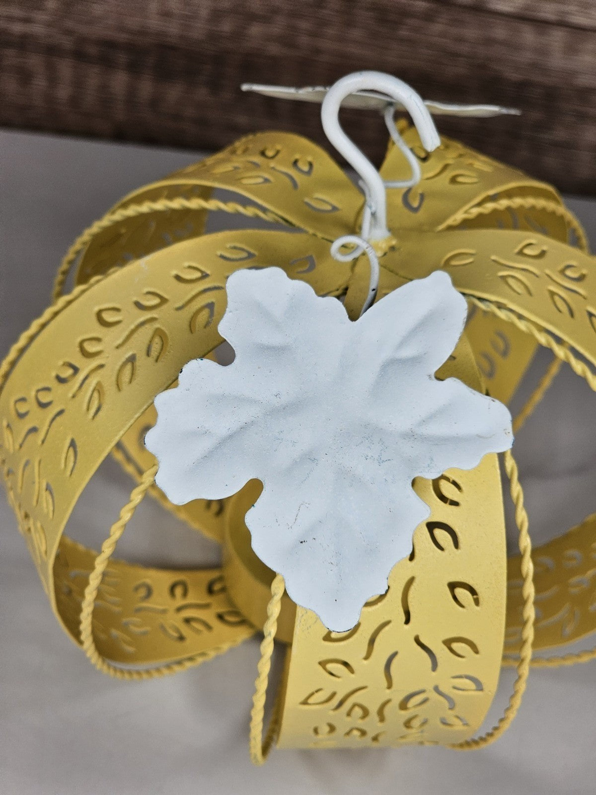 Yellow Metal Pumpkin Candle Holder Lantern Fall Decor Halloween Thanksgiving 4.5