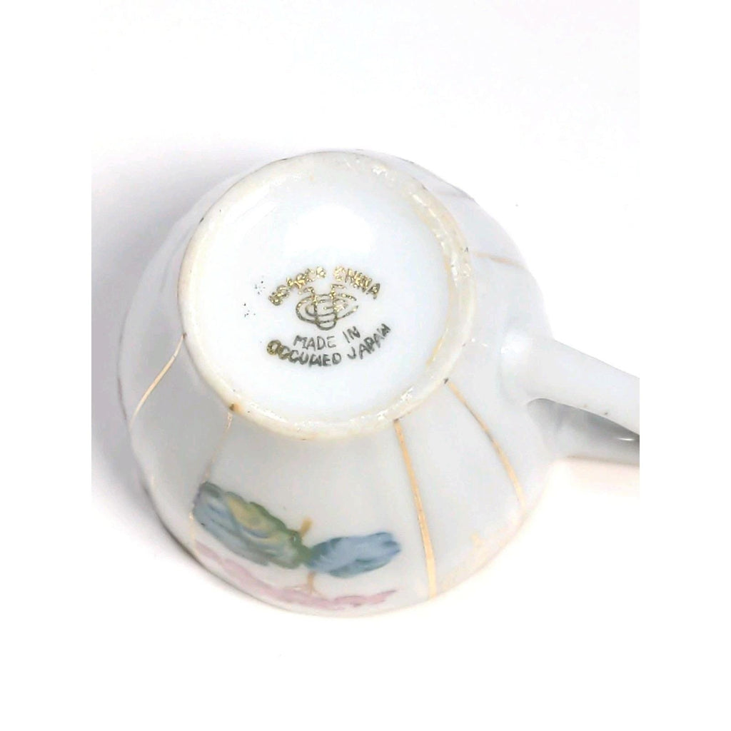 Ucagco Mini Tea Cup Occupied Japan Floral Gold Trim