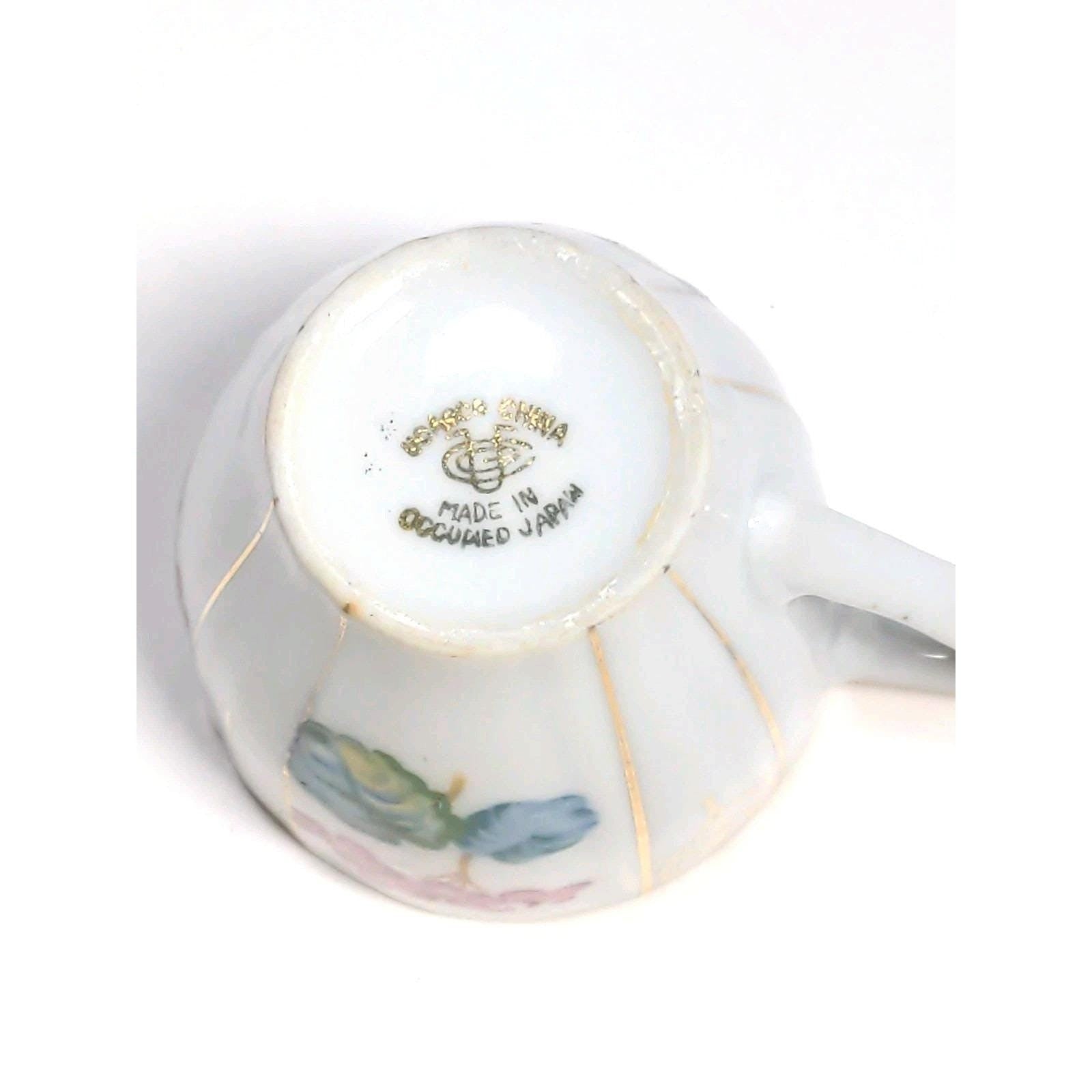 Ucagco Mini Tea Cup Occupied Japan Floral Gold Trim