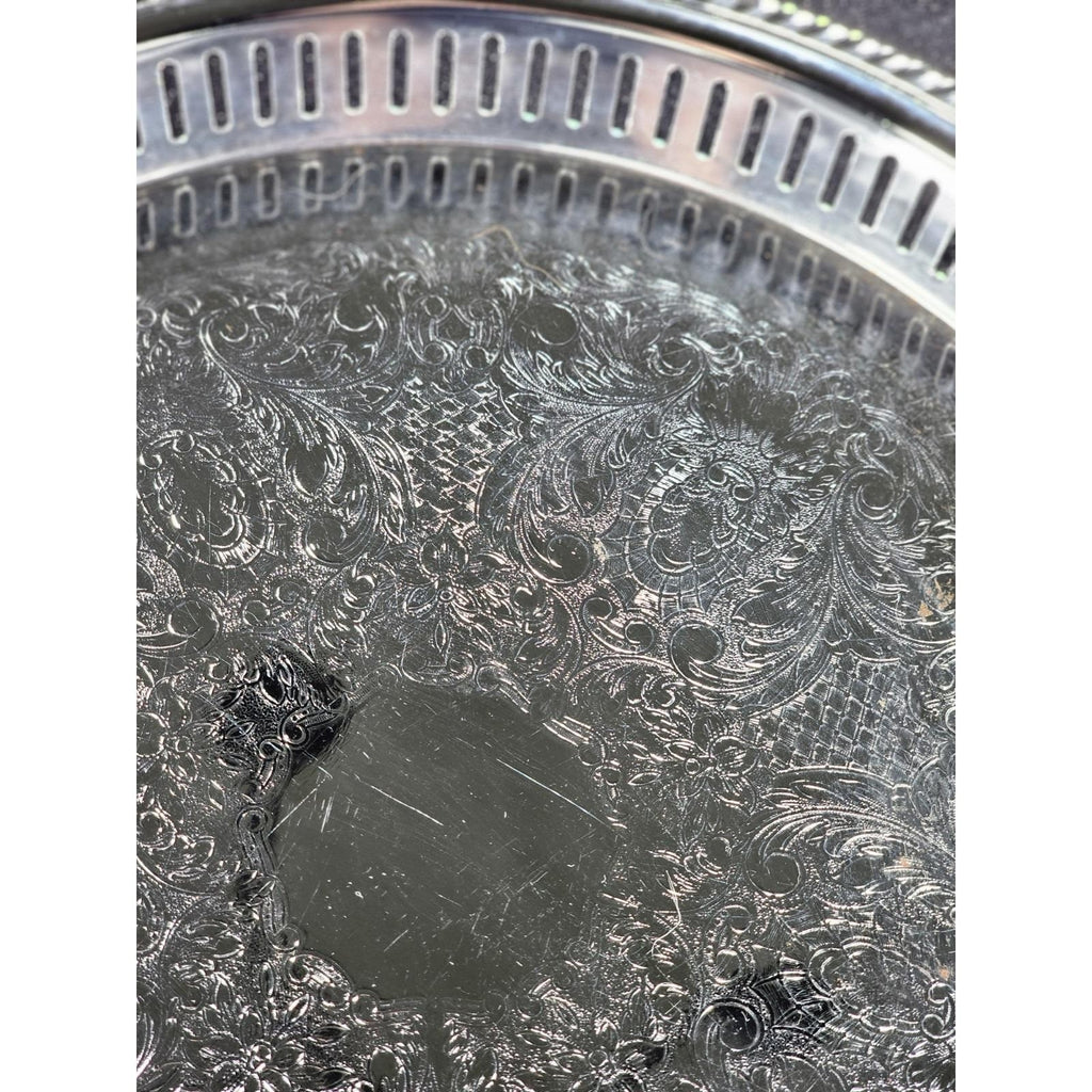 Vintage Irvinware Silver Plated Serving Tray 13" Engraved USA