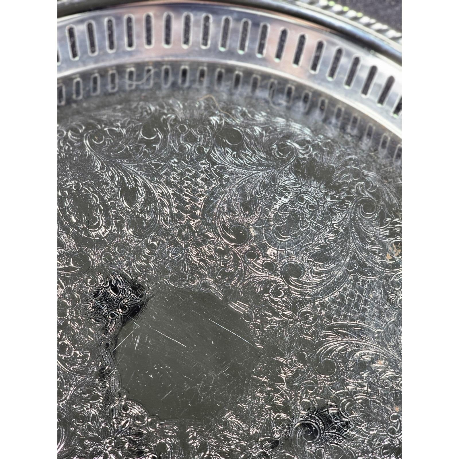 Vintage Irvinware Silver Plated Serving Tray 13" Engraved USA