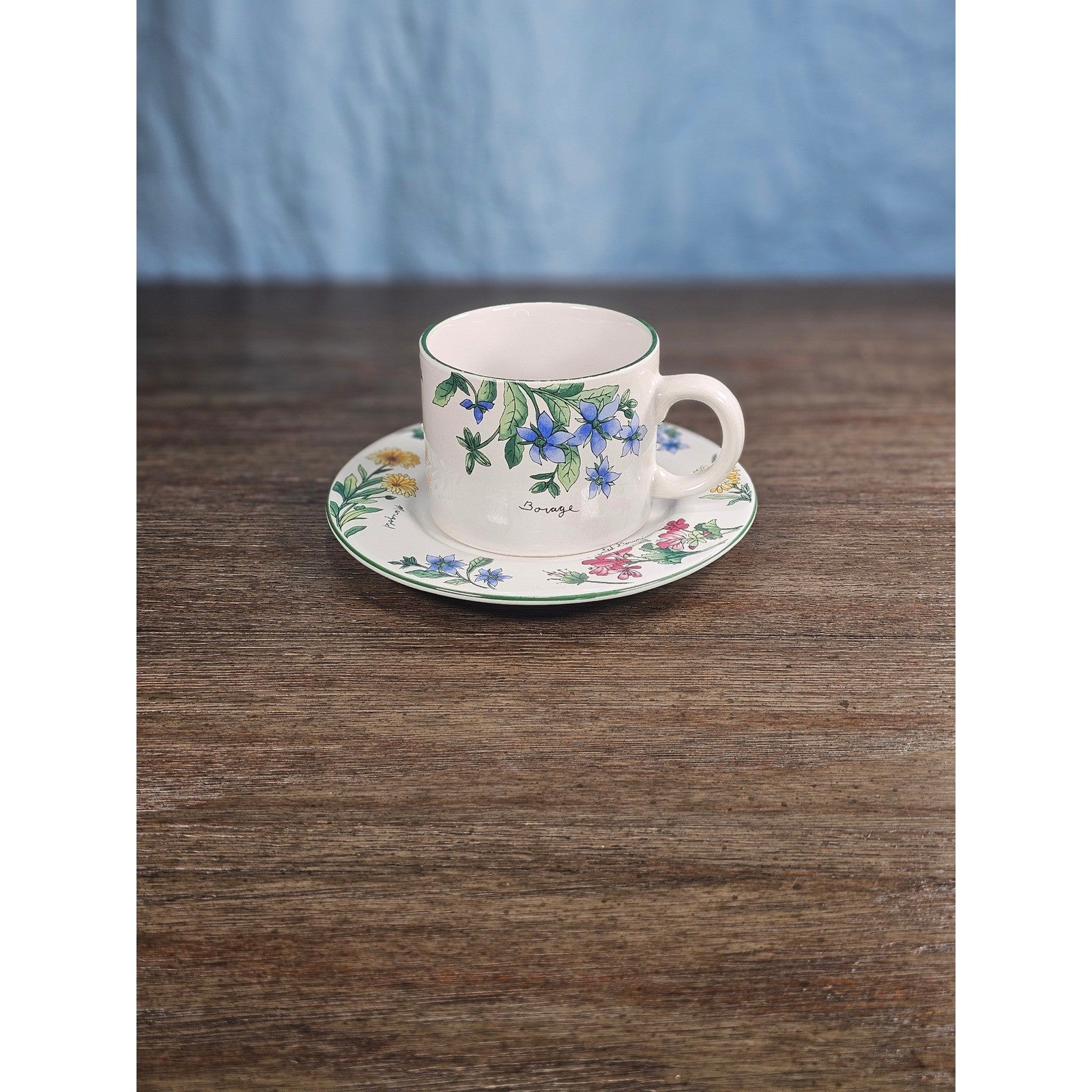 Vintage Majesticware Geranium Cup & Saucer Set by Sakura Floral Stoneware