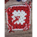 Vintage Crochet Poinsettia Ornaments Set 3 Christmas Decor