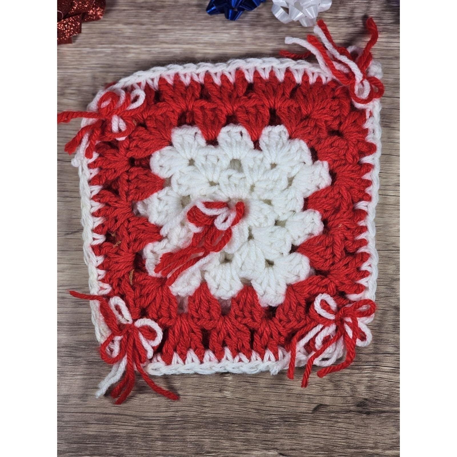 Vintage Crochet Poinsettia Ornaments Set 3 Christmas Decor