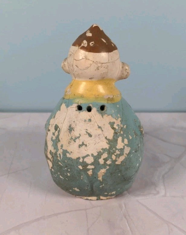 Antique Figural Men Holding Cap Salt & Pepper Shakers Vintage Collectible READ