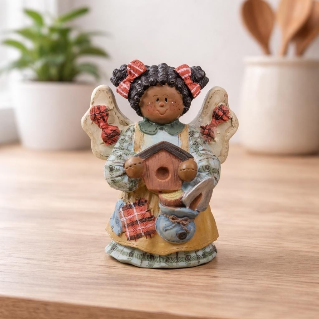 Angel Figurine Birdhouse 1990s Vintage Mini Holiday Decor