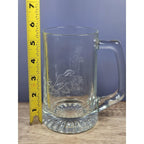 CC Shoaf 1995 Etched Beer Mug Hunter Ducks Signed Glass