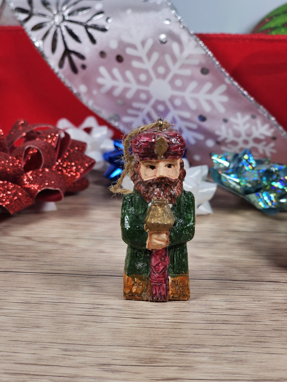 Set of 3 Small Nativity Wiseman Sheep and Horse Christmas Ornaments Miniature