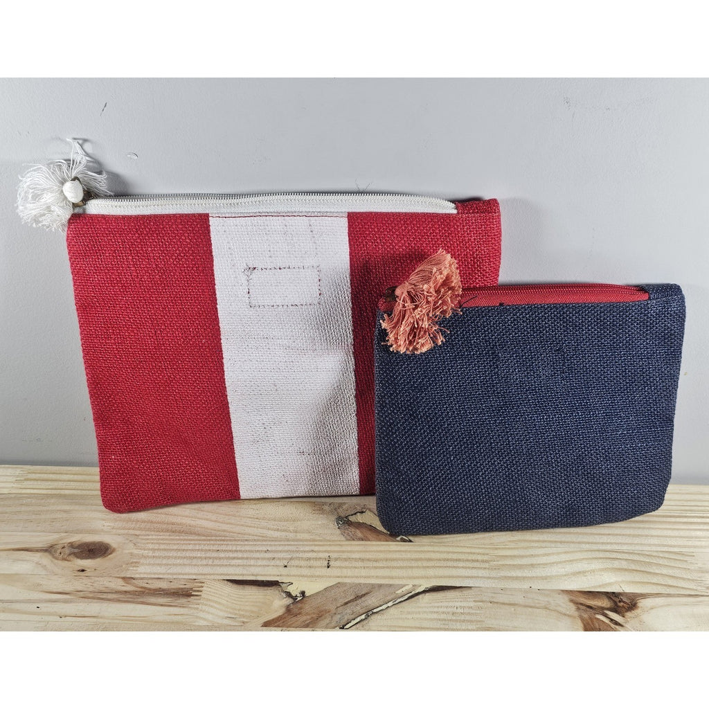 Mud Pie Sea Icon Anchor Cosmetic Case & Jute Carryall Bag Set of 2