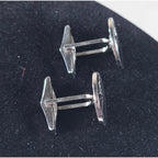 Vintage Silver Tone Round Cufflinks Leaf Engraved Design