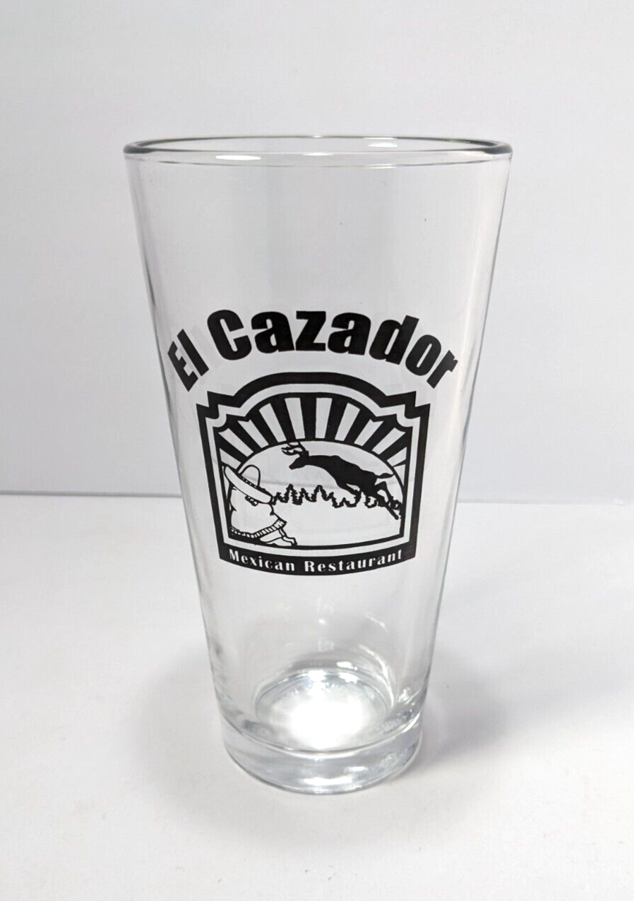 El Cazador Mexican Restaurant Pint Glass 6.5" Clear Glass With Logo