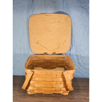 Vintage Basketville Wooden Picnic Basket with Lid & Handle 12.5x13x8