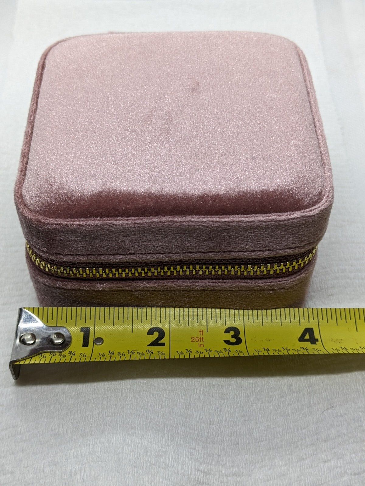 Benevolence LA Plush Pink Velvet Square Travel Jewelry Box