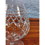 Vintage Crystal Brandy Snifter Diamond Cut Cognac Glass Stemmed