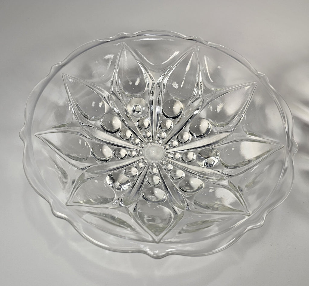 Set of 2 Anchor Hocking Footed Teardrop  Dot #920 Bowl 1960s