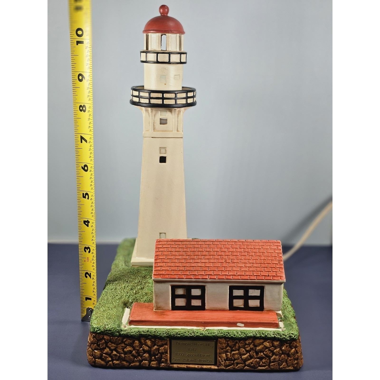 Lefton Diamond Head Hawaii Lighthouse Ceramic Figurine Signed 1999
