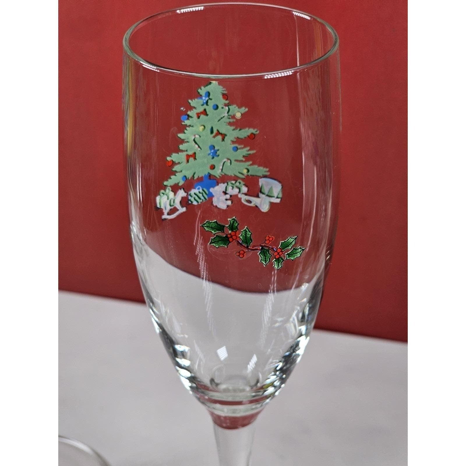 Vintage Nikko Happy Holidays Champagne Flutes Set of 2 Made in Japan