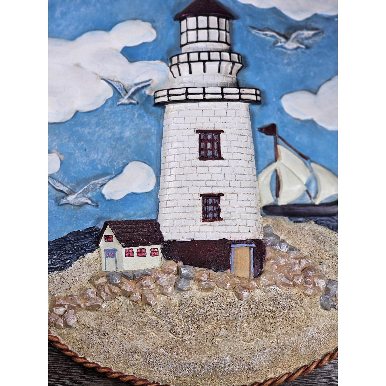 Ganz 3D Lighthouse Coastal Wall Decor – Nautical Beach Hanging Art 12.5"