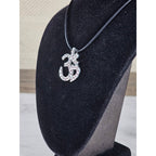 Vintage Sterling Silver Om Necklace Pink Crystal Pendant