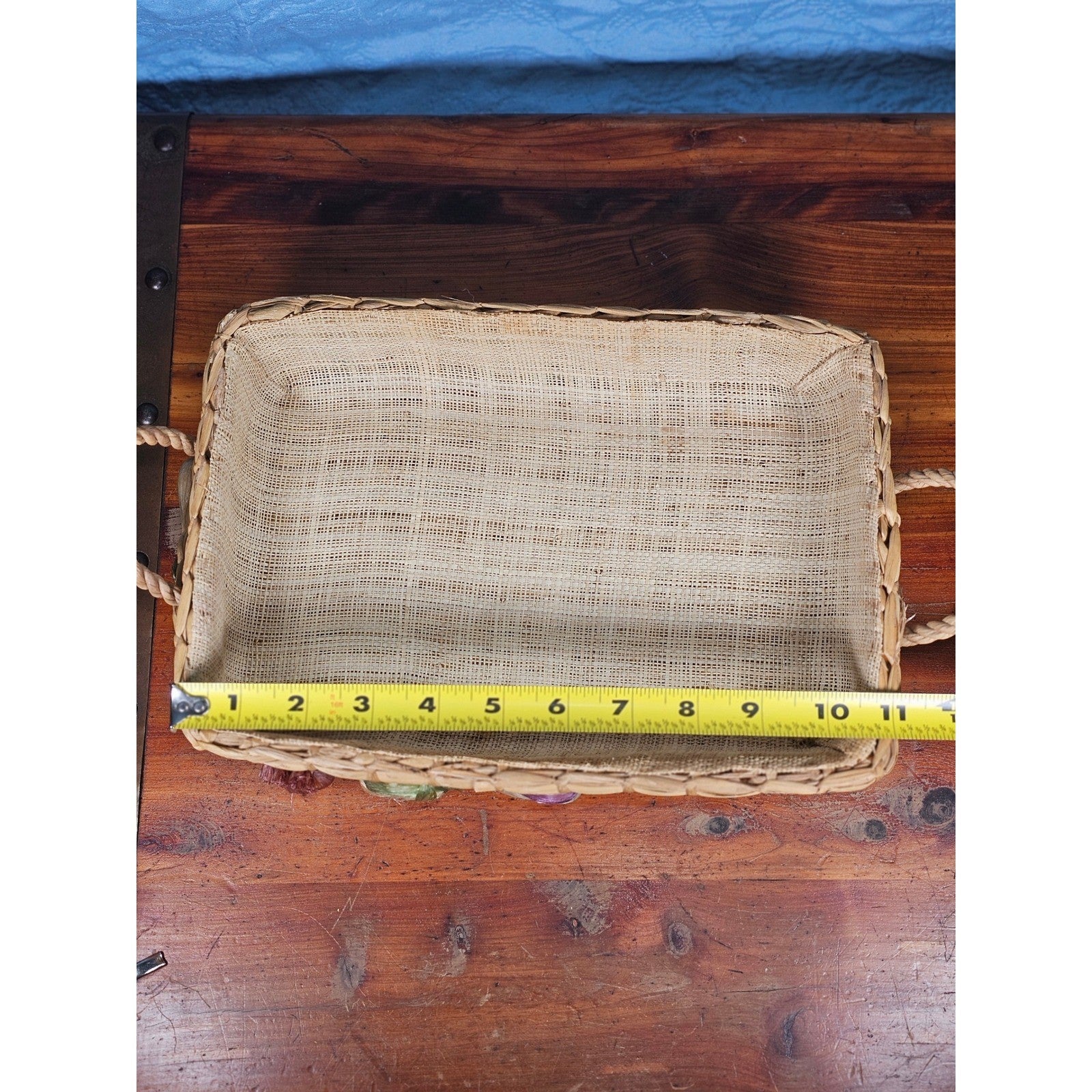 Vintage Woven Vegetable Basket Tray Farmhouse Kitchen Decor Rectangular