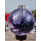 Vintage Blown Glass Christmas Ornaments Purple Blue Iridescent Set of 2