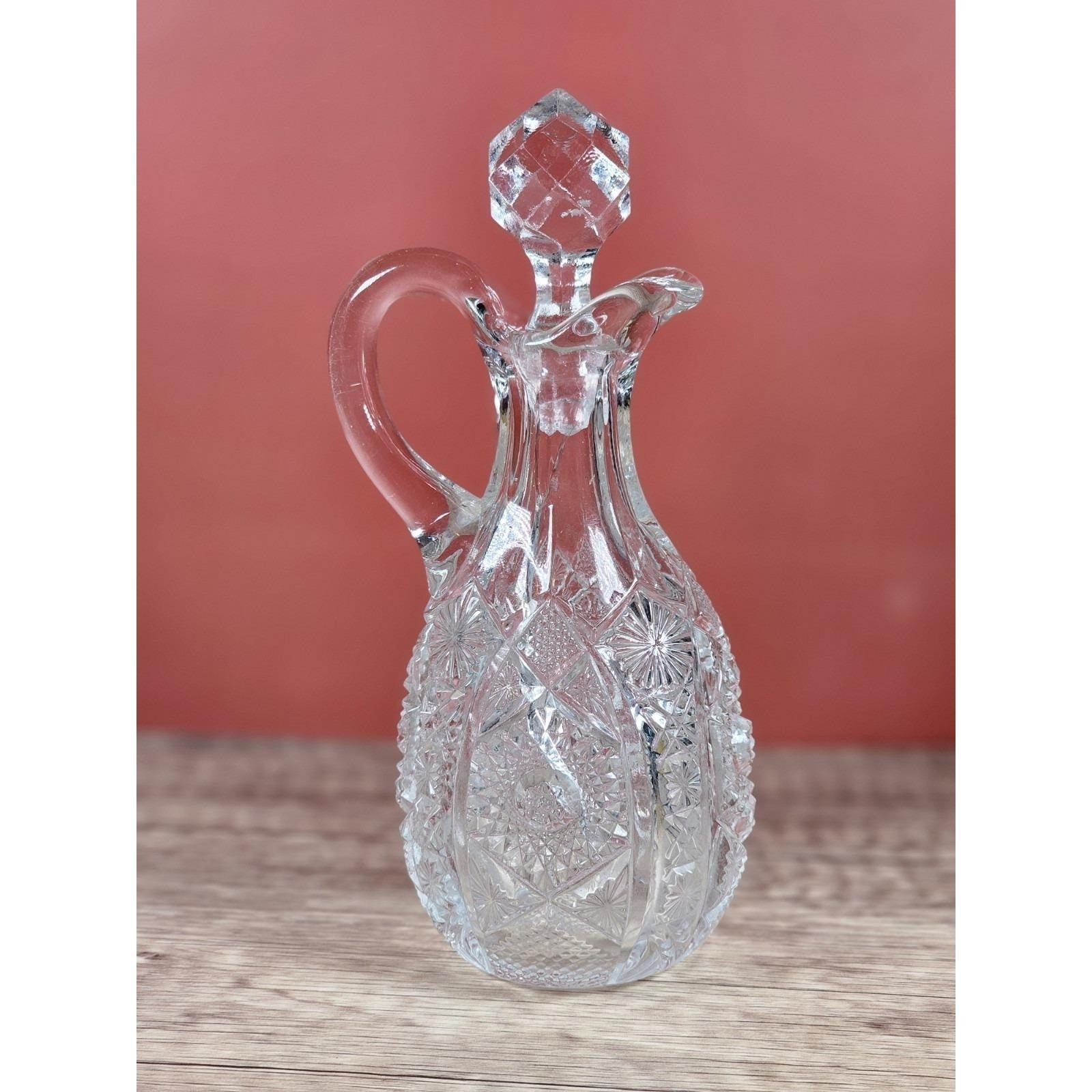Vintage EAPG Imperial Glass Cruet Octagon Bellaire 7" – Damaged Stopper