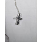 Vintage Silver Tone Filigree Crucifix Necklace Christian Cross
