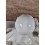 White Crackle Glaze Ceramic Octopus Figurine Nautical Coastal Home Decor Accent