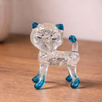 Vintage Lucite Cat Figurine Clear Blue Accents Hong Kong