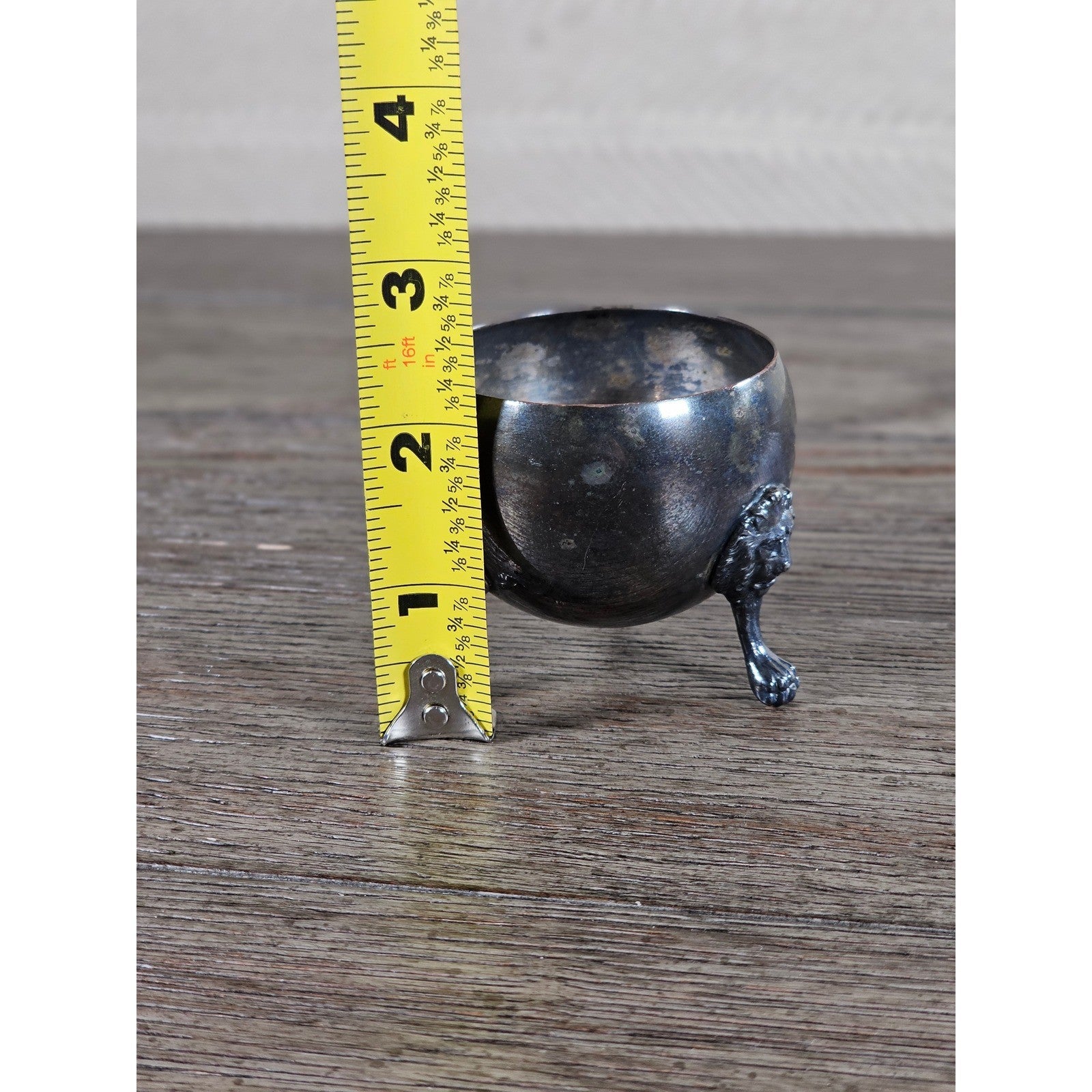 Vintage Silverplate Lion Head Footed Bowl Small Decorative Salt Cellar
