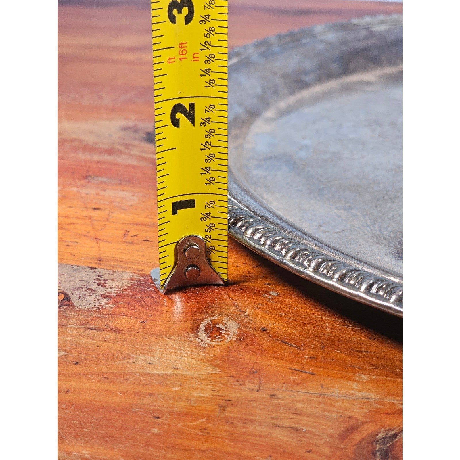 Vintage Silverplate Serving Tray 12 Inch Round Etched Floral Pattern